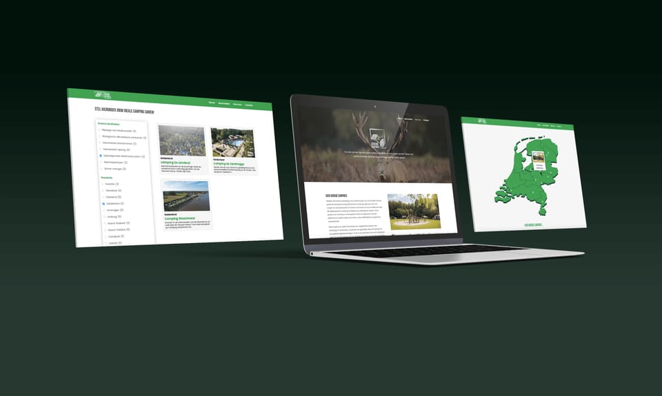 Website van Groene Campings op verschillende schermen