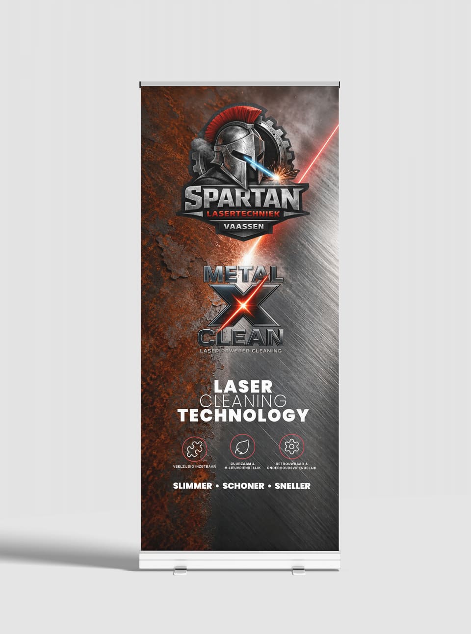 Roll-up banner van Spartan Lasertechniek
